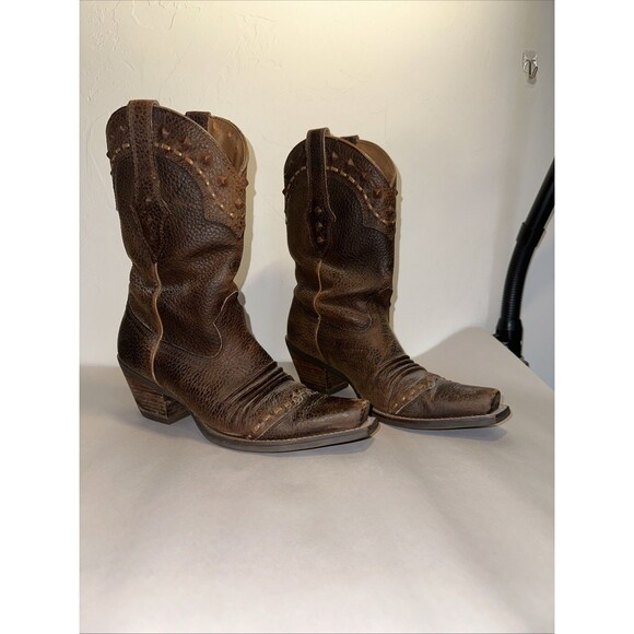 Pre-owned ARIAT Boots Women Brown Oiled Leather Dixie 21286 Cowboy Rowdy 7B - Picture 1 of 9